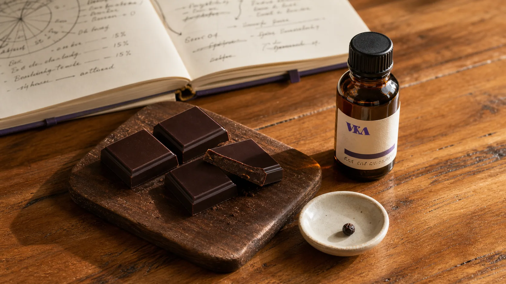 A chocolate application tasting on the VKA Australia bench, checked for flavour carry through the fat.